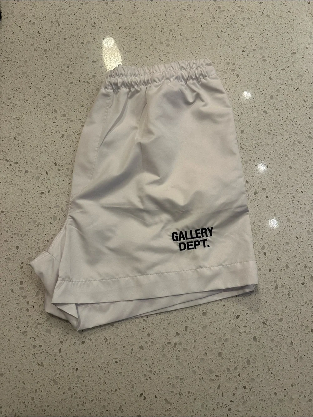 Gallery Dept White Athletic Shorts with Black Logo